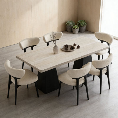 Wabi-Sabi Black Wood & Sintered Stone Table