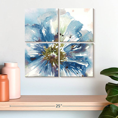 Harnek, aquarelle, bleu, coquelicot, gros plan