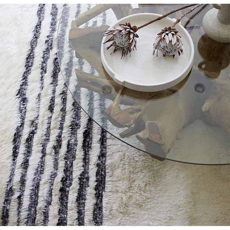Hand Knotted Striped Indoor Rug, Rectangle 8' x 10'
