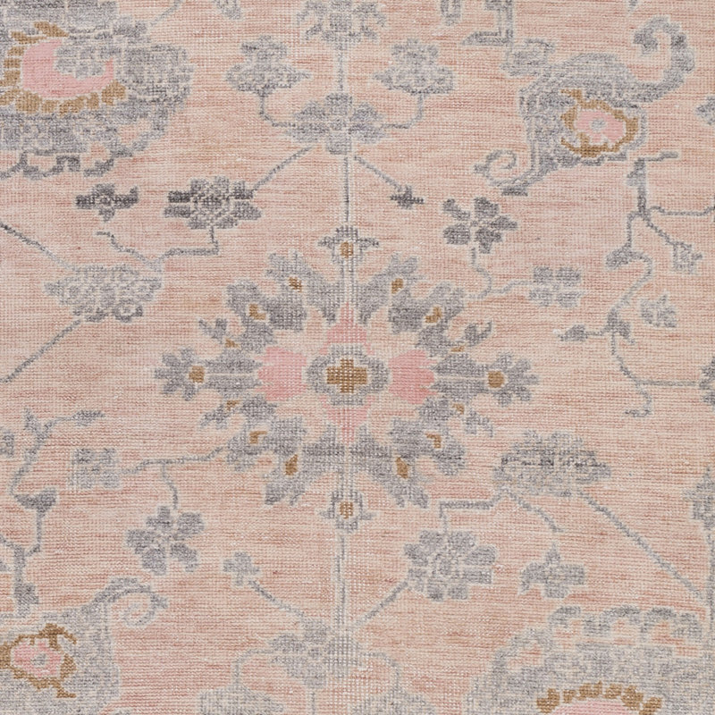 Tapis beige à motif floral noué à la main Daison, Rectangle 6 pi x 9 pi