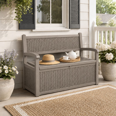 120 Gal Weather-Resistant Resin Deck Box,Waterproof Storage Box