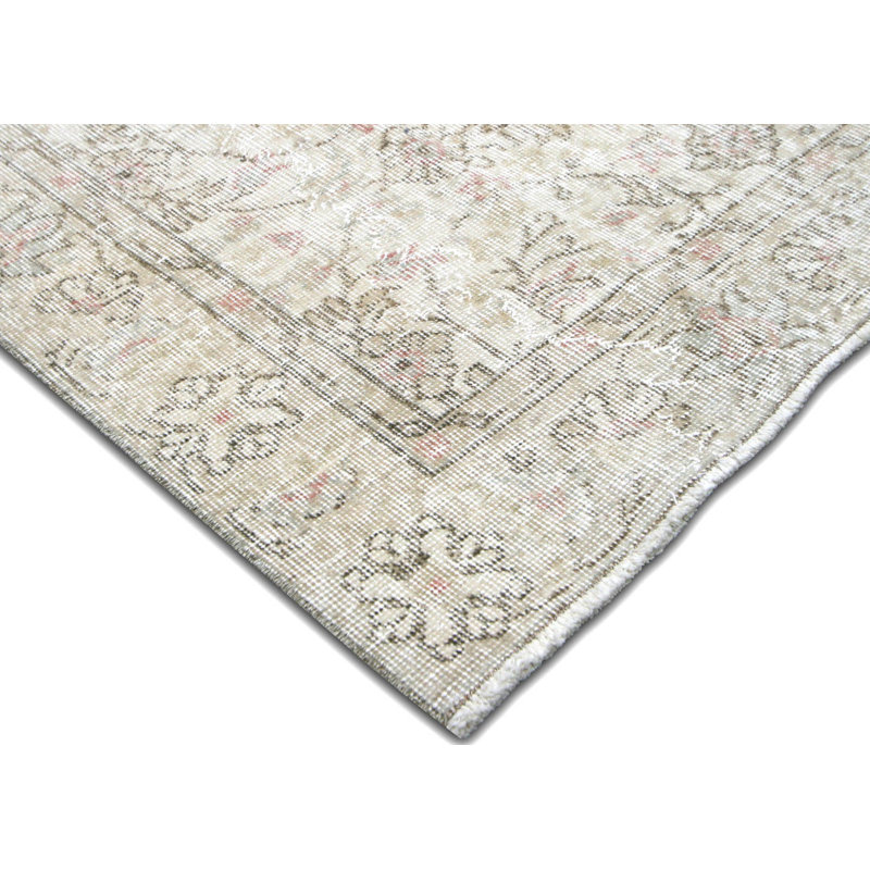 Tapis unique en laine noué à la main de style années 1960 de 5 pi 1 po x 8 pi 3 po gris / ivoire