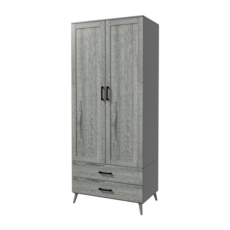 Bosse Solid Wood Wardrobe, Grey Ash Grey