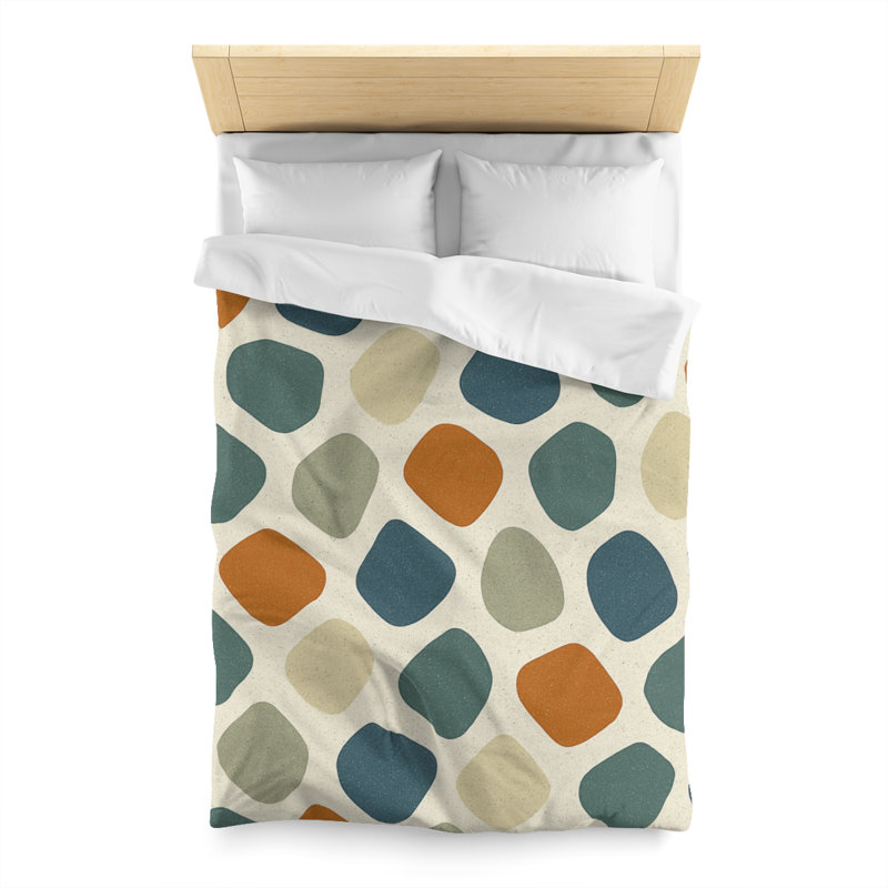 Microfiber Duvet Cover Boho Style, Design 46, Twin Duvet Cover, White