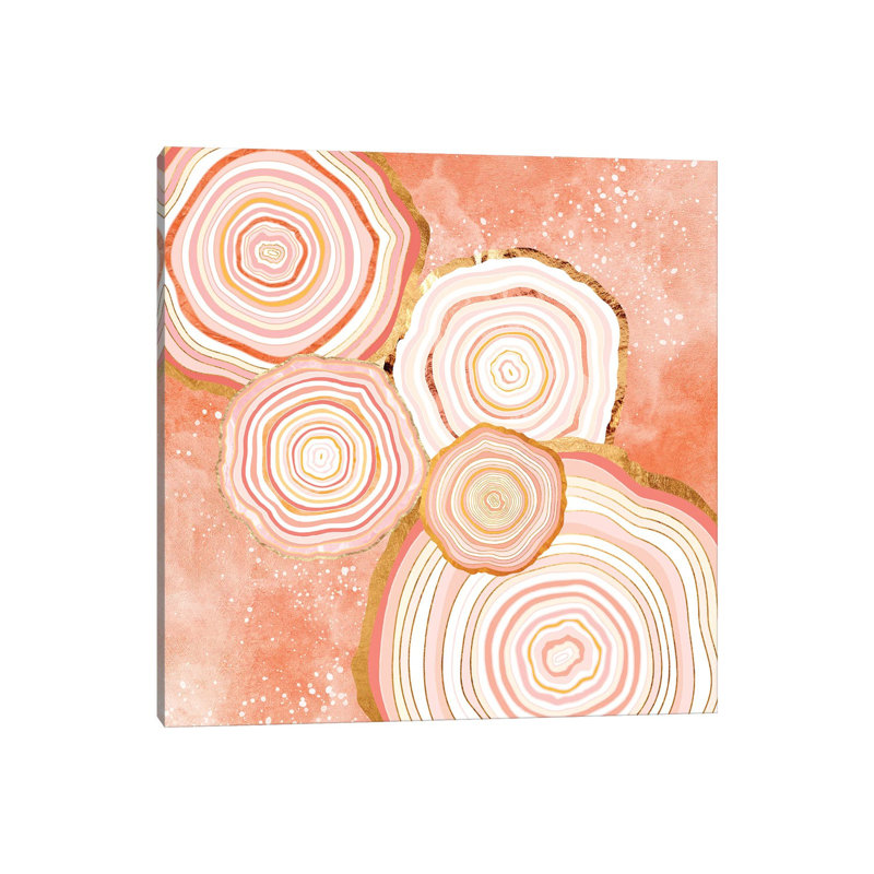 Corail, agate abstraite - impression, Toile tendue, H 26 po x l 26 po x P 1,5 po