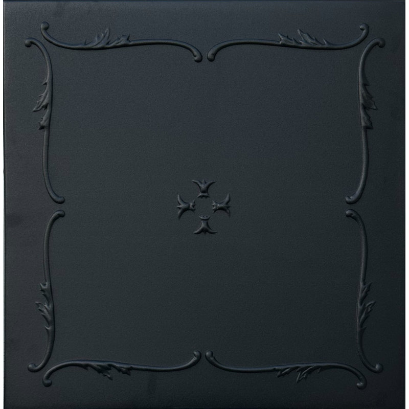 Carreau de plafond en polystyrène collé 1,6 pi x 1,6 pi Spring Buds, Noir mat
