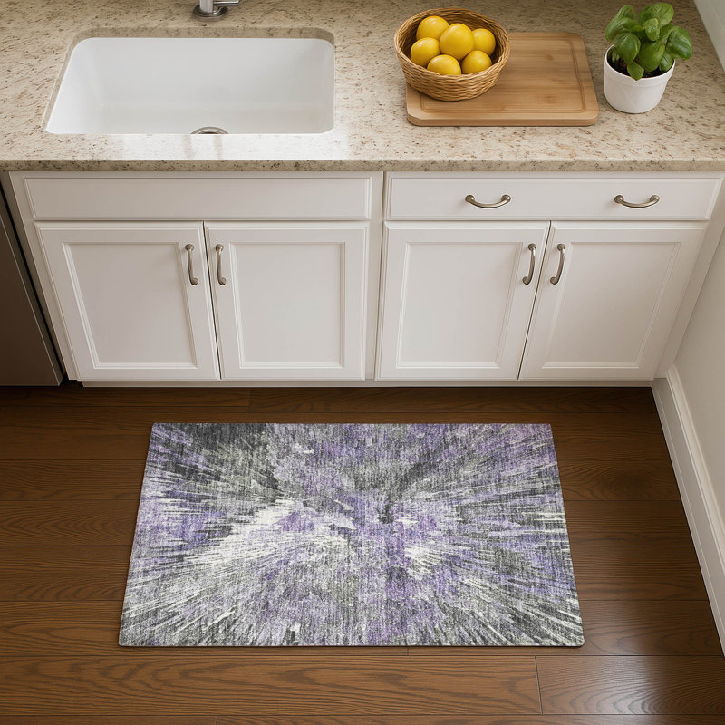 Premium Machine Washable Mayfield AMF2283 Abstract Rug, 1'8" x 2'6", Lavender