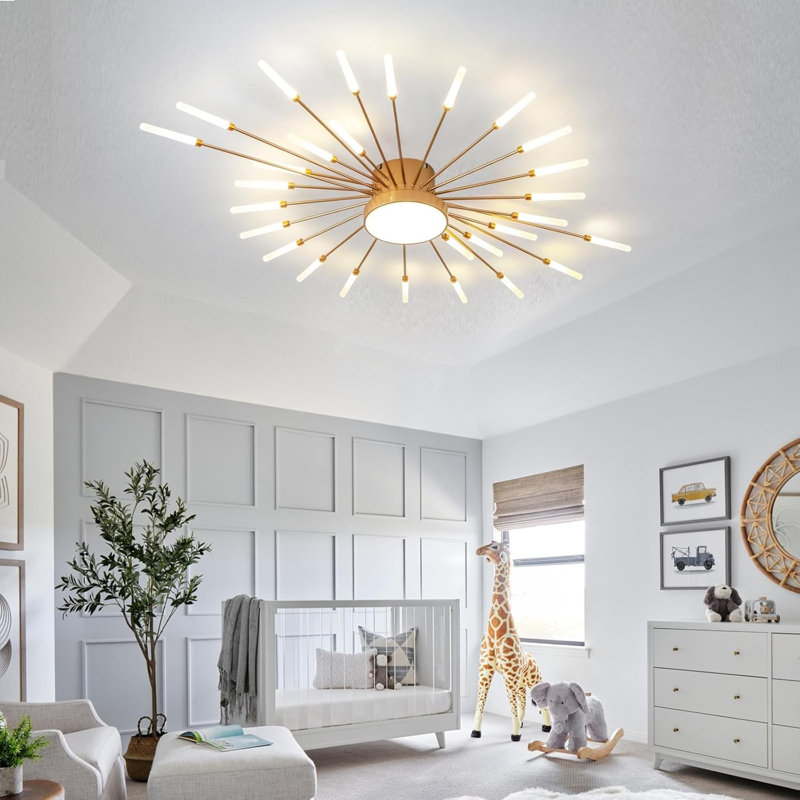 Flush Mounts 29-Light Ceiling Light,Modern LED Heads Flower Shape Ceiling Lights,Living Room, Gold