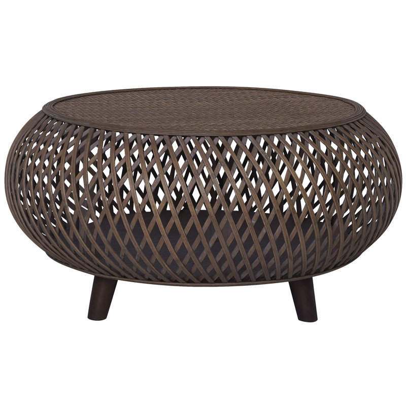 Table basse en rotin Acme, Noyer