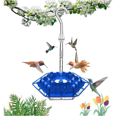 2 Pack Universal Hummingbird Feeder, 30 Ports, Built-in Ant Moat, Hanging Bracket, Blue