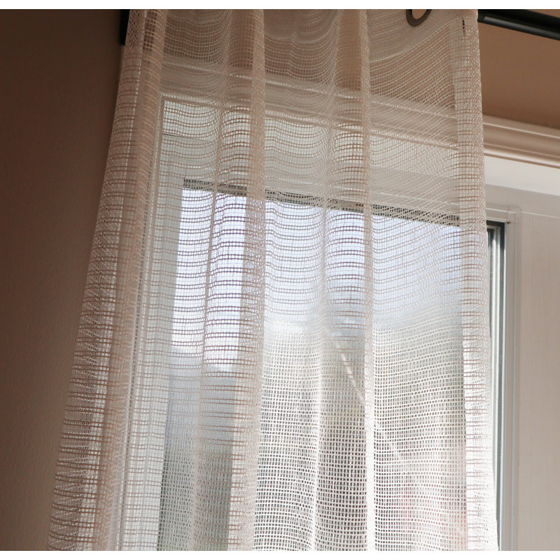 Panneau de rideau simple à œillets Myrto, L 80,00 po x L 95,00 po, Blanc cassé / blanc