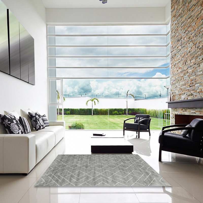Tapis zone gris clair contemporaine, Carré 4 pi