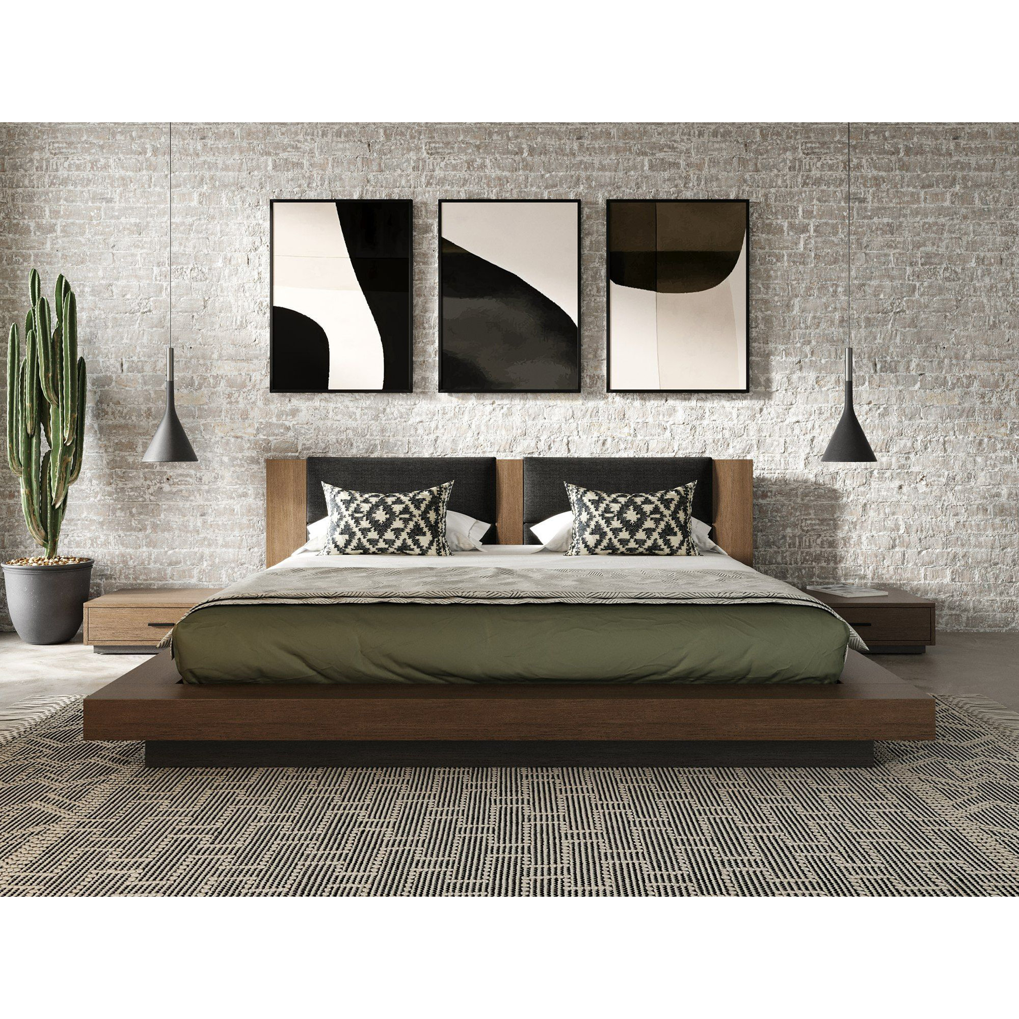 Boushra Bedroom Set, Dark Walnut, King