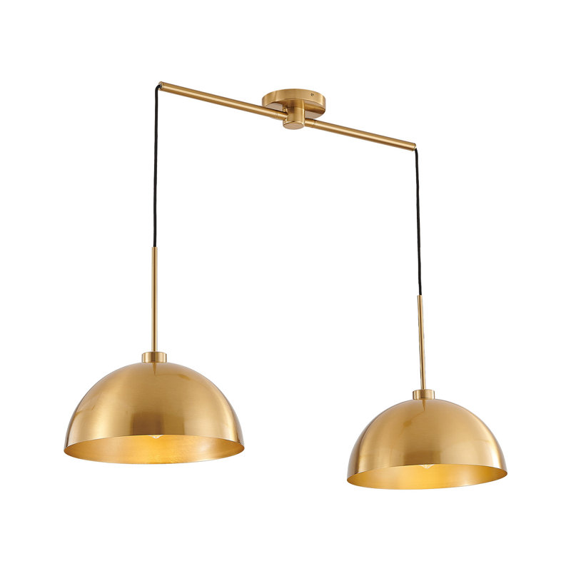 2-Lamp Gold Adjustable Iron Pendant Light