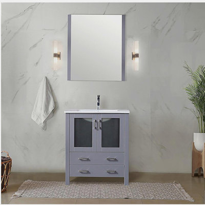Bath tub ceramic countertop, faucet set, and mirror