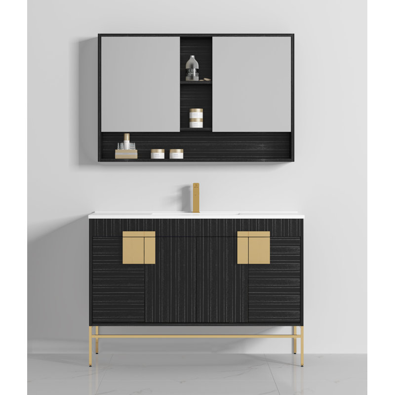 47'' Single Bathroom Vanity with Ceramic Top, Dawn Gray