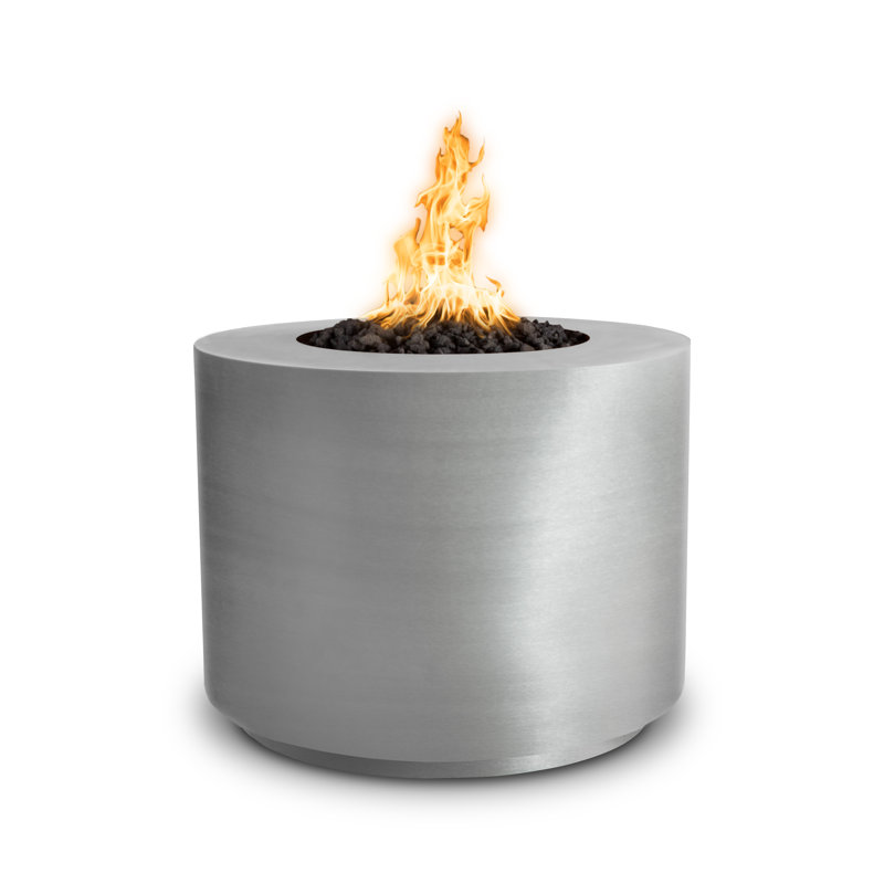 Beverly Round Concrete Smokeless Fire Pit, Stainless Steel, 24" H x 36" W x 36" D, Propane