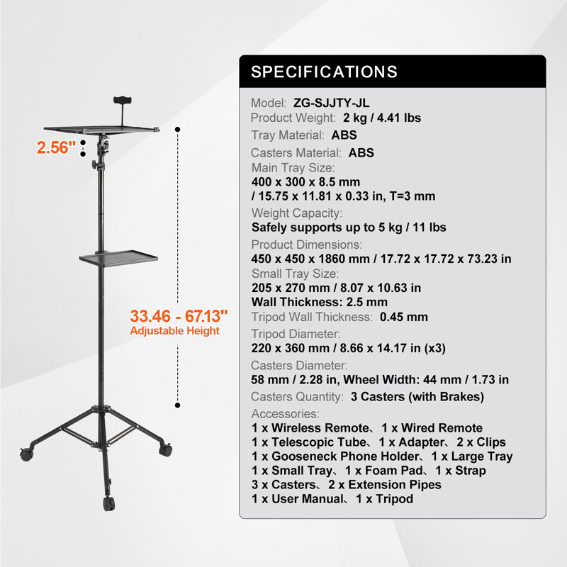 62.99cm H x 40cm W Laptop/Tablet Storage Cart