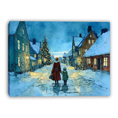 Christmas Tree Night Wrapped Canvas Wall Art