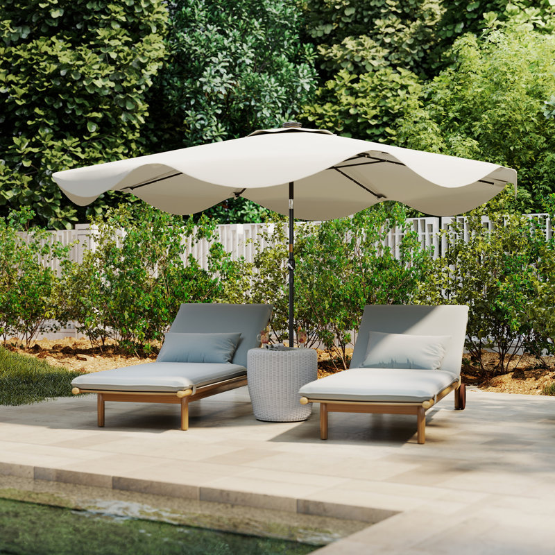 Breane 292cm Lighted Tilt Market Parasol, Cream White