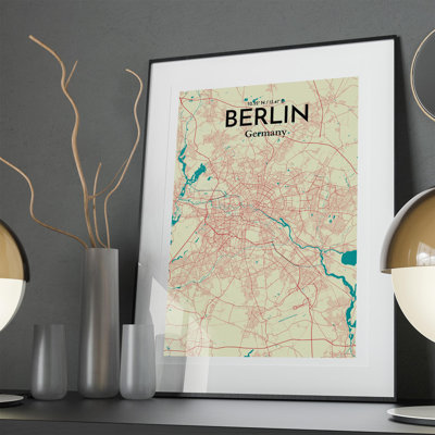 Berlin City Map in Tricolour 1 Piece Wall Art
