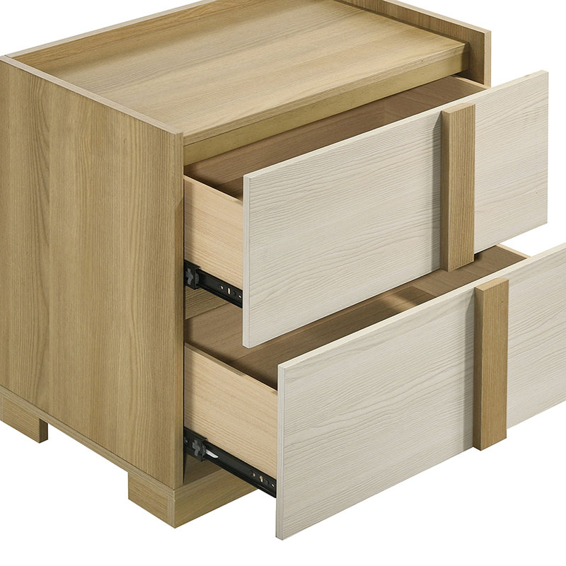 Ensemble de chambre avec grand lit 4 pièces Lincoln Natural, 4 pièces : lit, table de chevet, commode, miroir
