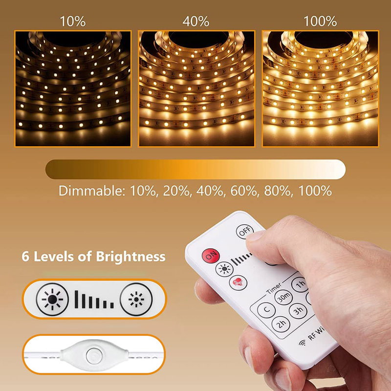 Barre lumineuse à DEL 6 pièces 6 pièces avec télécommande pour miroir d'armoire 6 pièces, 2700