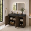Meuble-lavabo autoportant de 122 cm (48 po) avec lavabo monobloc en surface solide, armoire de rangement spacieuse, fermeture amortie et design moderne-689171592-689171593