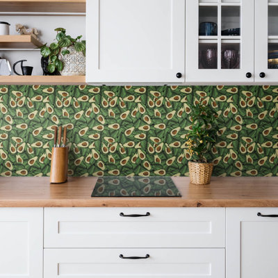 Self Adhesive Vinyl Splashback Wall Panel Sticker Tile Peel Stick 100x50 cm Green avocado