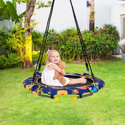 Asuncion Freeport Park 92 in. x 92 in. Round Backyard Trampoline with Safety Enclosure Indoor Kid / Toddler Trampoline with Handlebar
