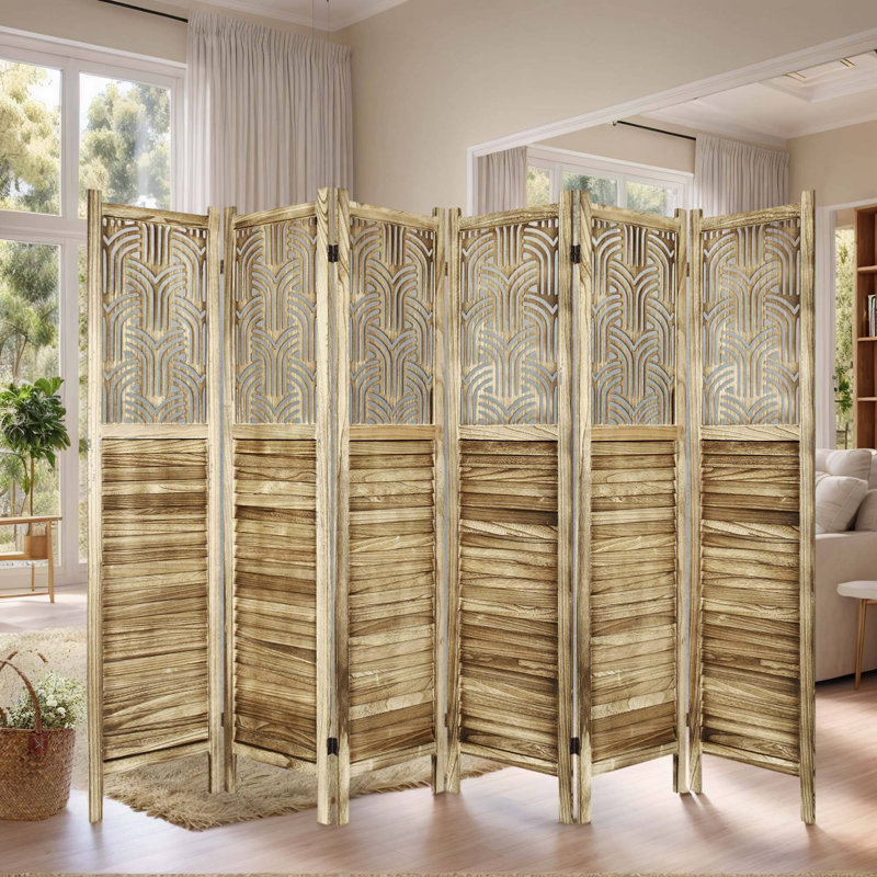 Cloison pliante en bois, 6, H 67 po x l 96 po x P 0,8 po, Brun