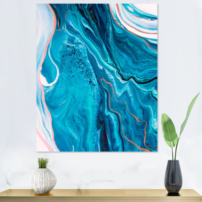 Décoration murale en toile Luxury Luxury Turquoise Marble River V