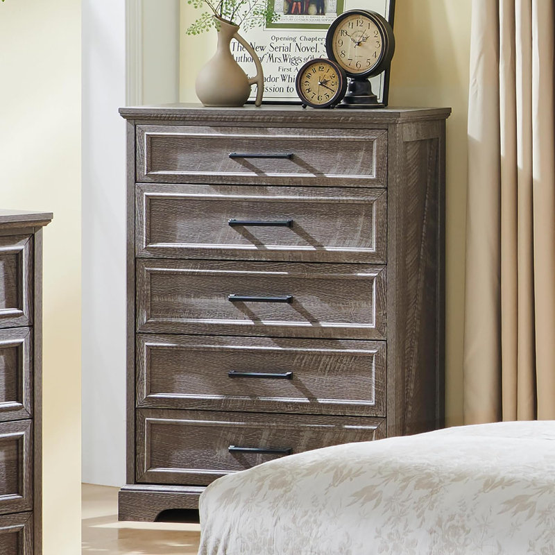 Commode 5 tiroirs Quintone, Gris