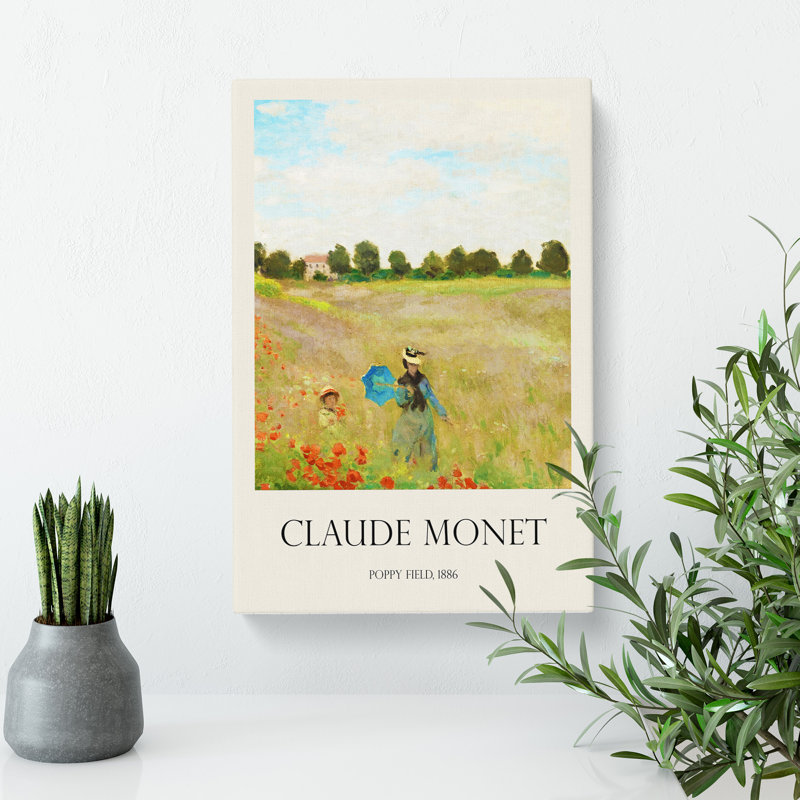 Poppy Field Vol.2 Print by Claude Monet - Wrapped Canvas Painting, 60cm H x 40cm W x 3cm D
