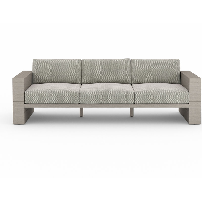 Tsubaki 96" Wide Patio Sofa, Weathered Gray, Charcoal Polypropylene/Olefin