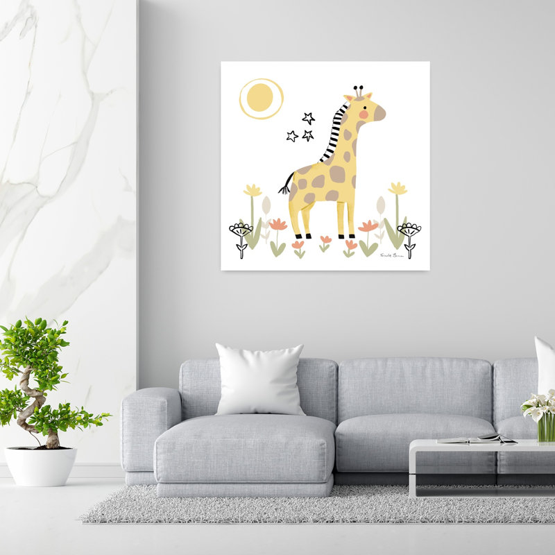 Bébé girafe, art floral contemporain, H 48 po x l 48 po