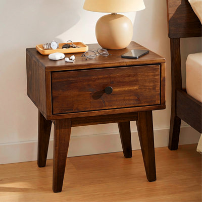 Table de chevet en bois massif avec tiroir de rangement Acacia Sofia