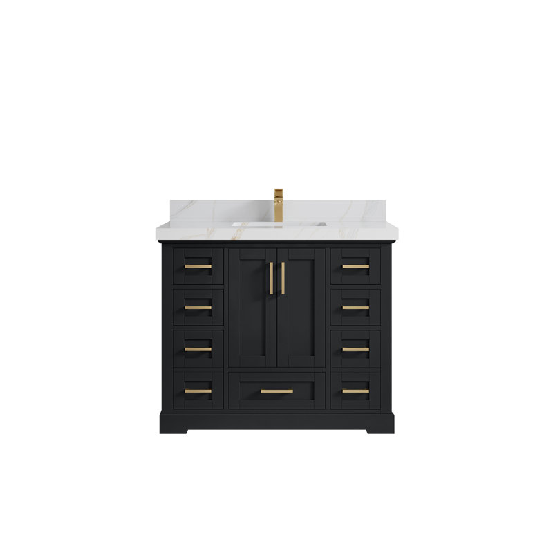Boston 42 po X P 22 po De meuble-lavabo simple en fer forgé Quartz, Sienne Calacatta