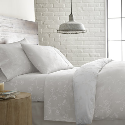 Briteyarn Printed 300 Thread Count Floral 100% Cotton Sateen Sheet Set