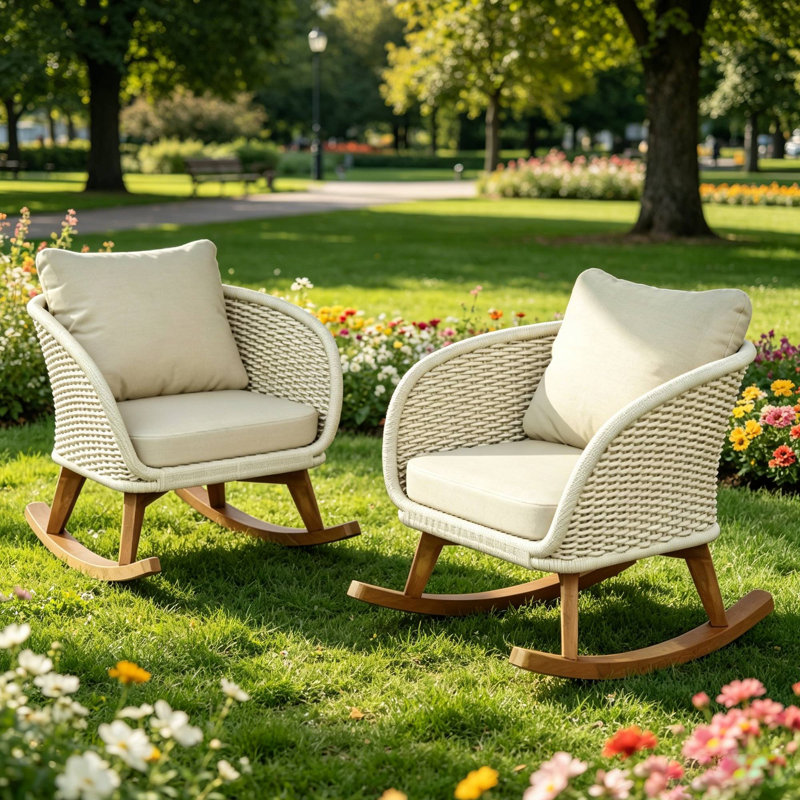 Élégantes chaises berçantes 2 pièces de 29,5 po idéales pour les conversations dans la cour arrière et la détente en plein air