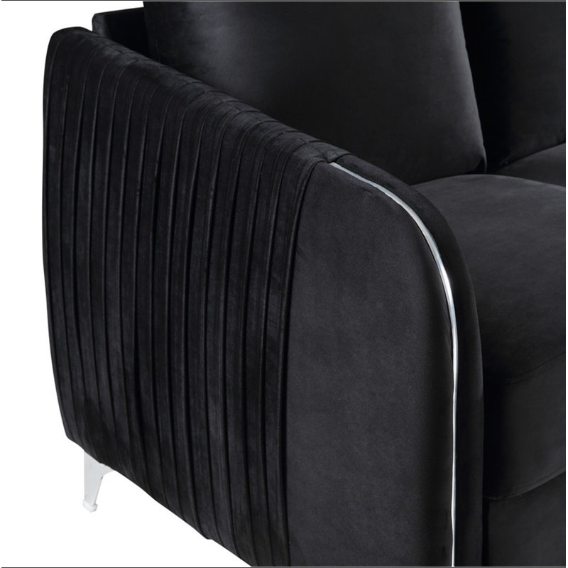 Causeuse moderne chic en velours noir Hadriano