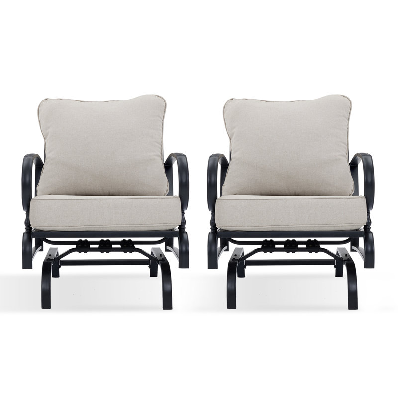 Chaise de patio avec coussins Balderston, Ivoire ivoire