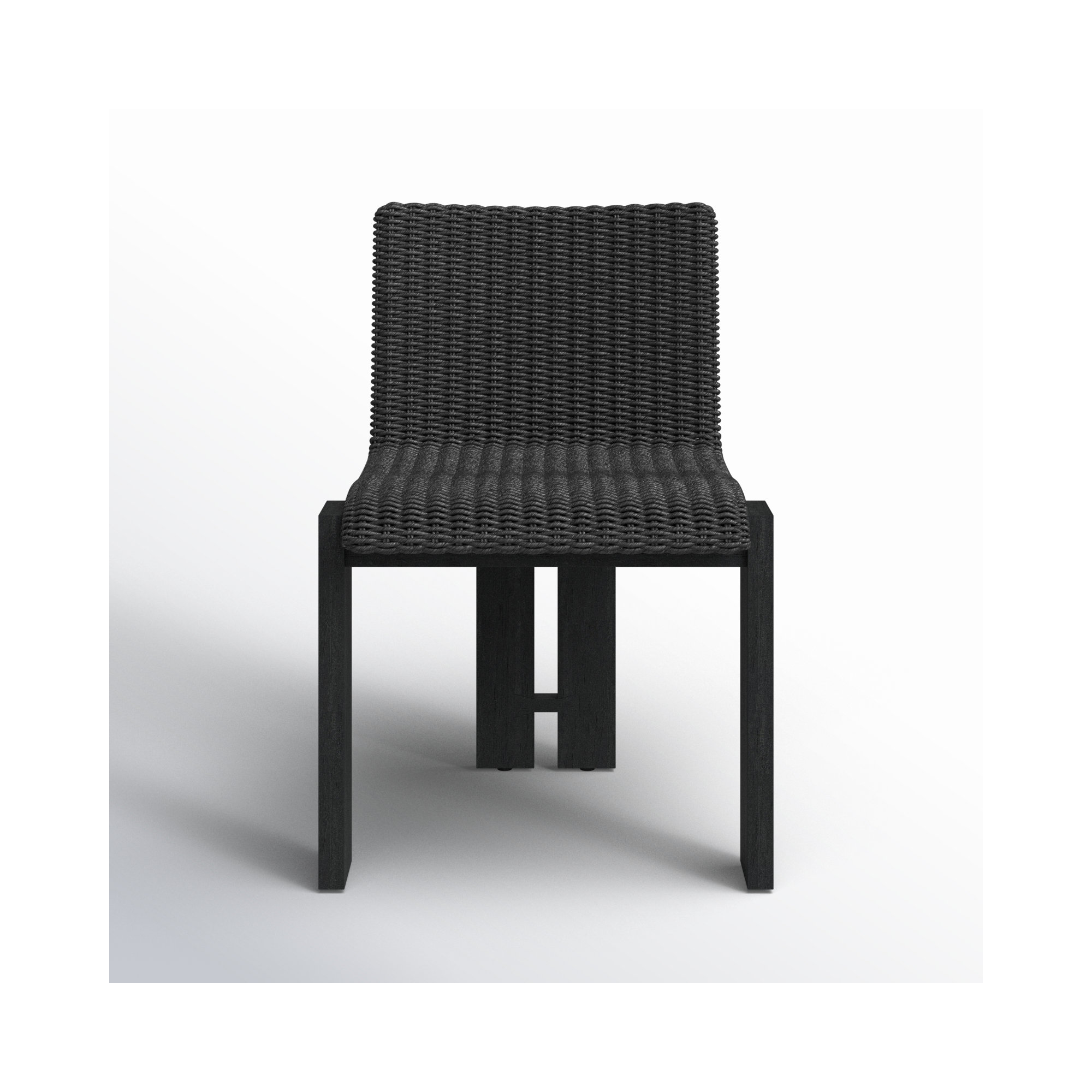 Padme Teak Patio Dining Side Chair, Stained Black