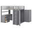 Lit mezzanine avec tiroirs, bureau et garde-robe-586314113