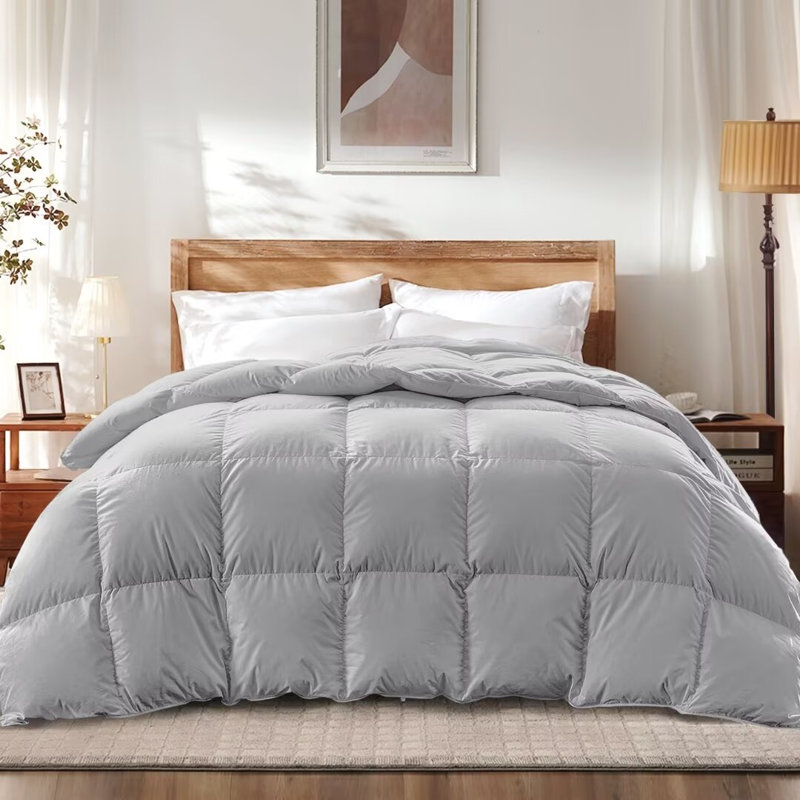 Housse de couette en duvet d'oie 100% coton toutes saisons, Édredon très grand, Gris