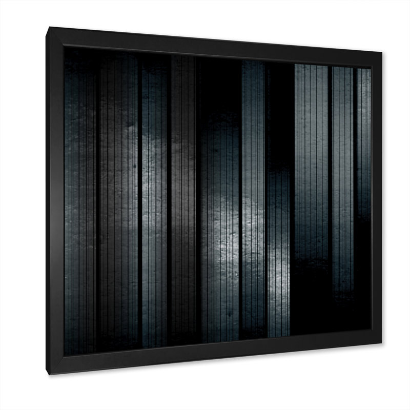 Noir et gris, rayures métalliques argentées - reproduction de cadre photo sur toile, Cadre photo noir