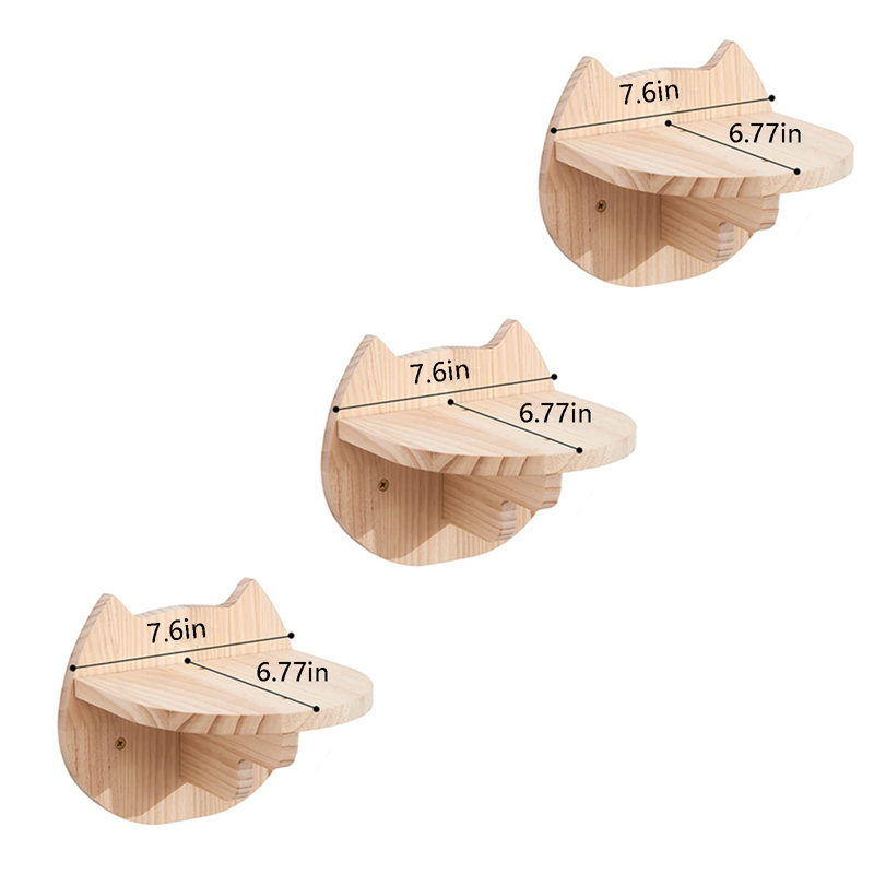 3Pcs Cat Face Wall Mounted Shelves Set