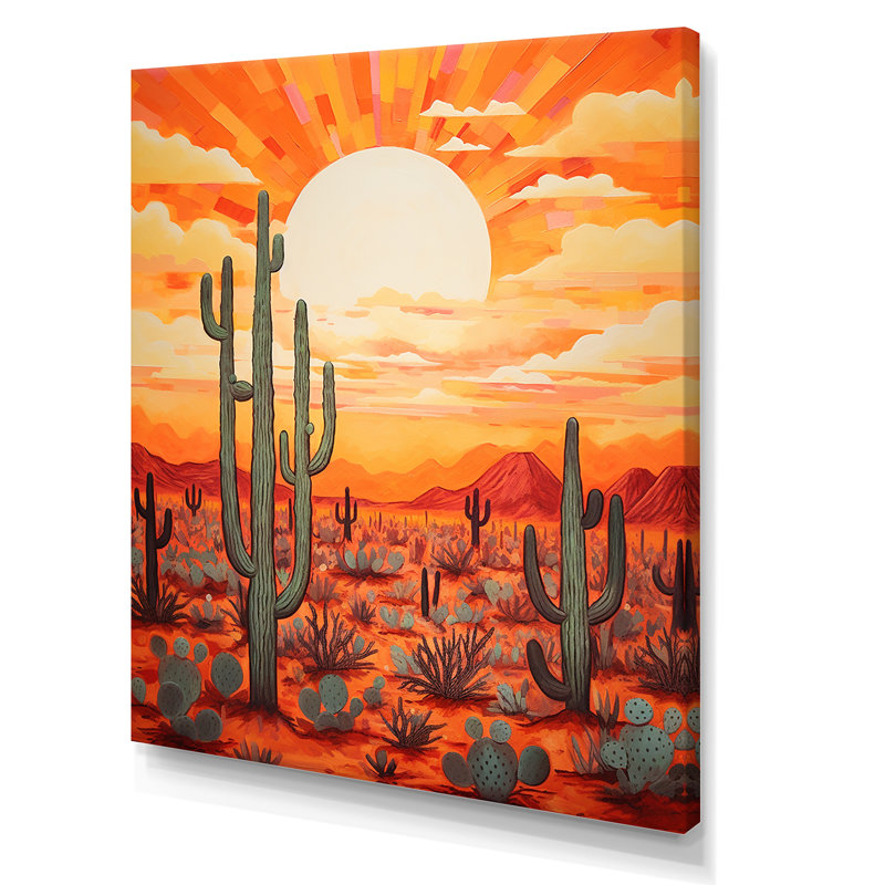 «Cactus Sunset Shadows I» sur toile, H 32 po x l 16 po x P 1 po, Toile tendue