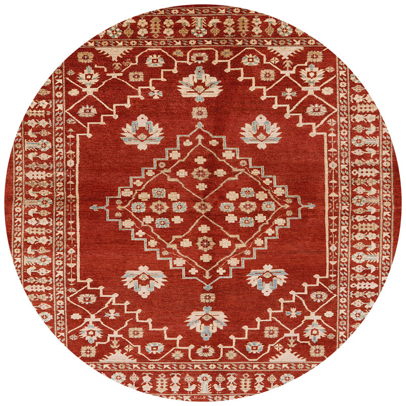 Wool Oriental Indoor Rug, Round 6'