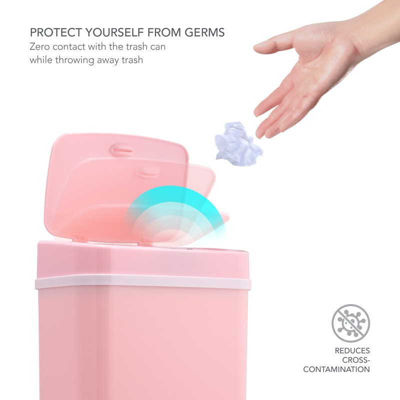 Pink 3.2 Gallon Touchless Plastic Trash Can